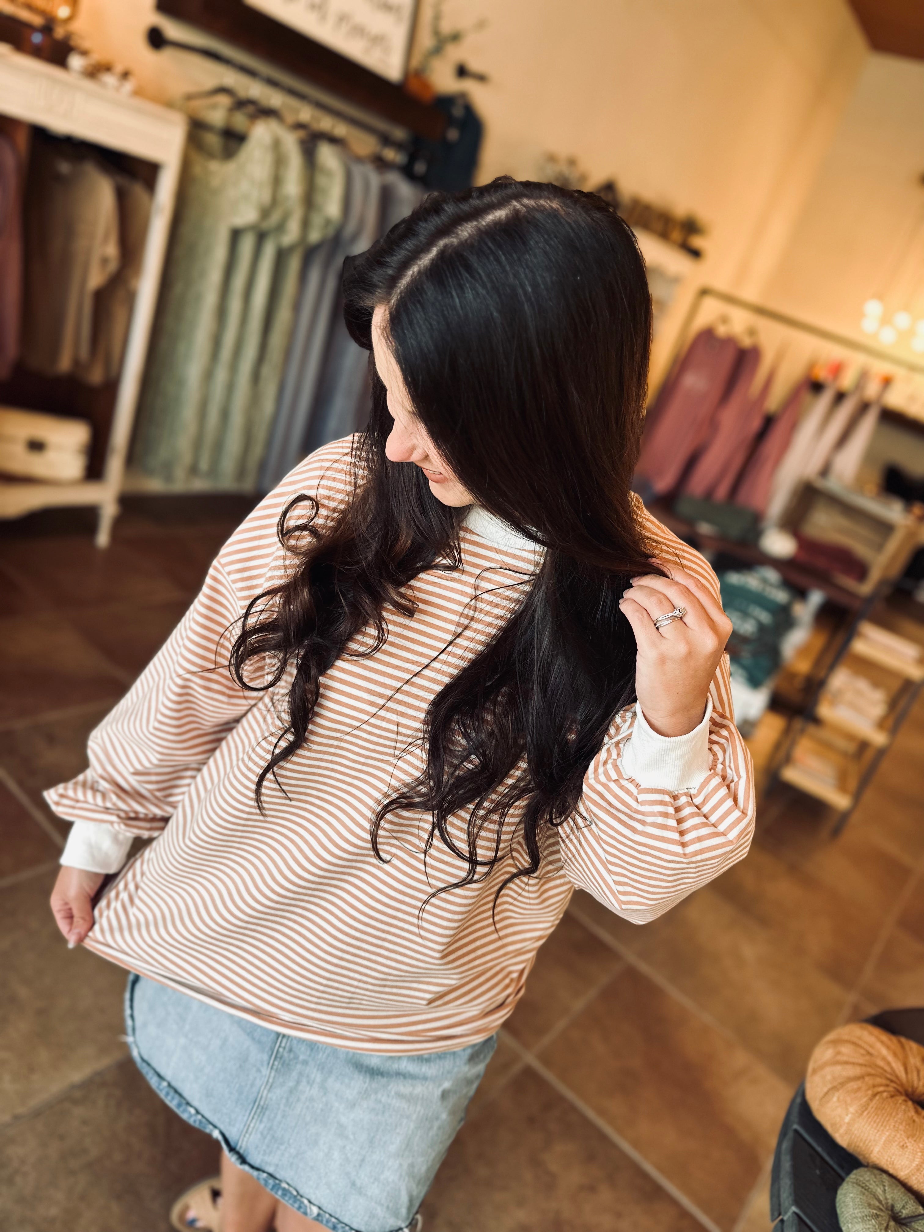 Cozy Season Latte Stripe Pullover