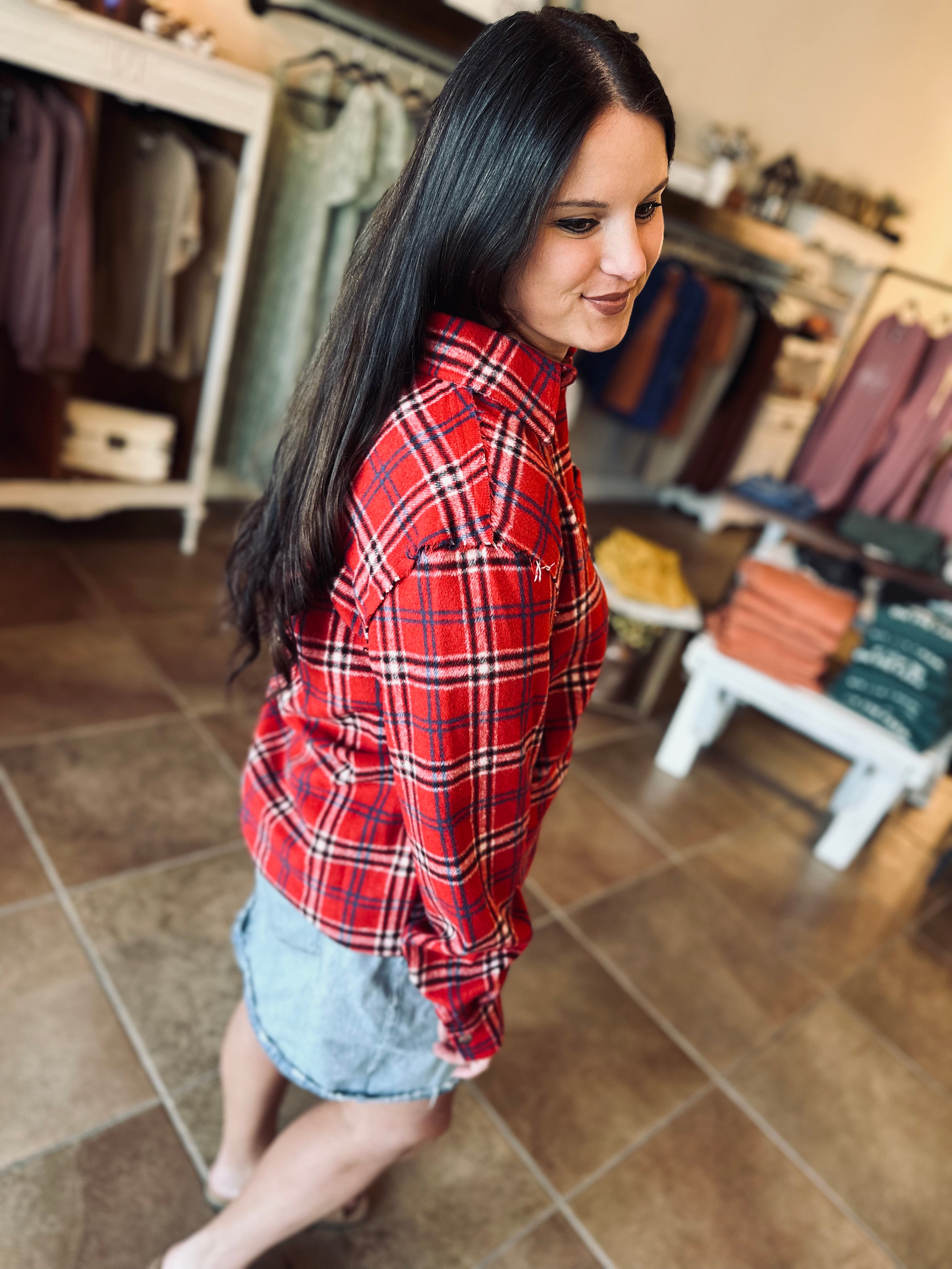 Fall Sweet Fall Red Plaid Shirt