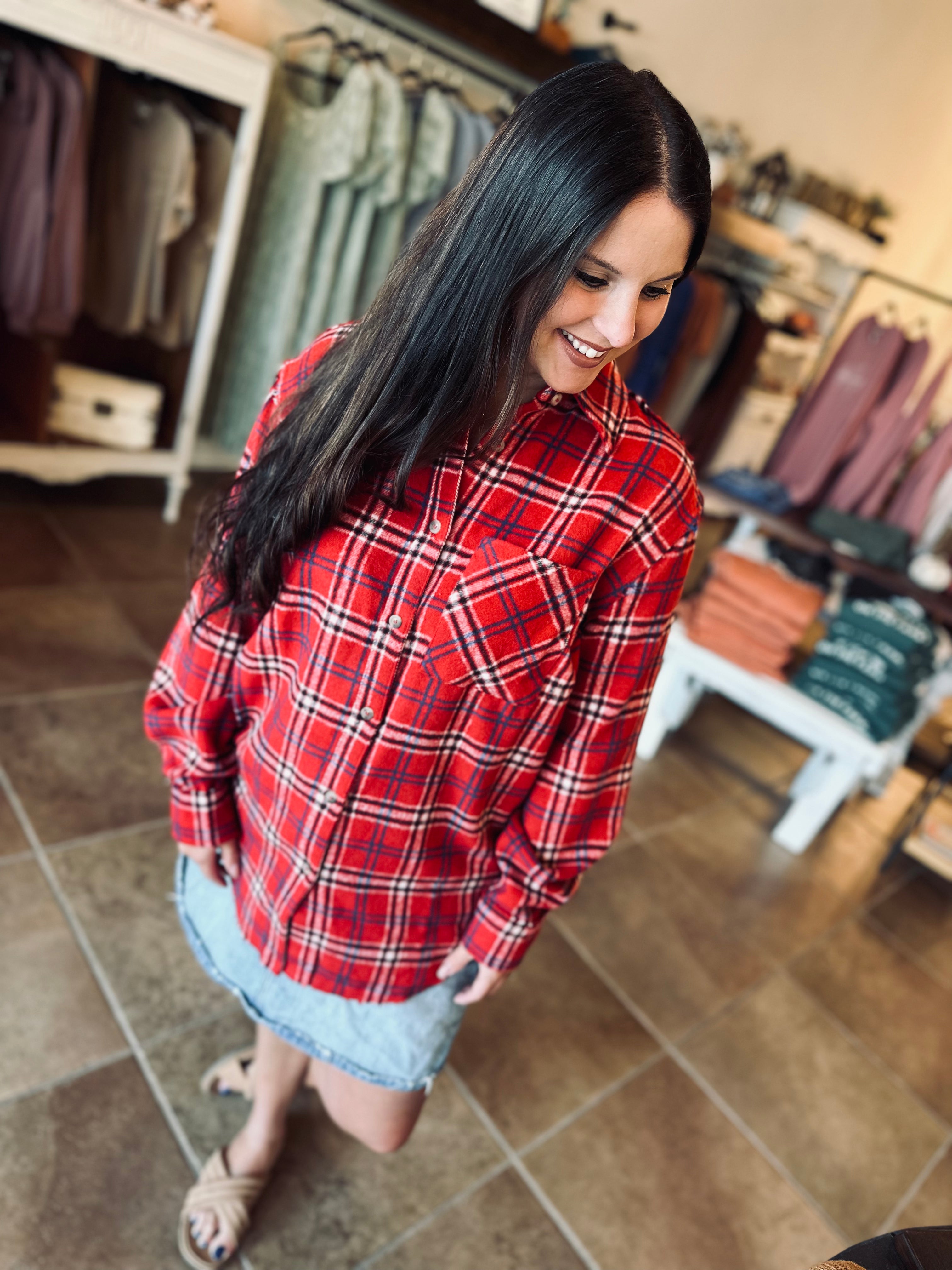 Fall Sweet Fall Red Plaid Shirt