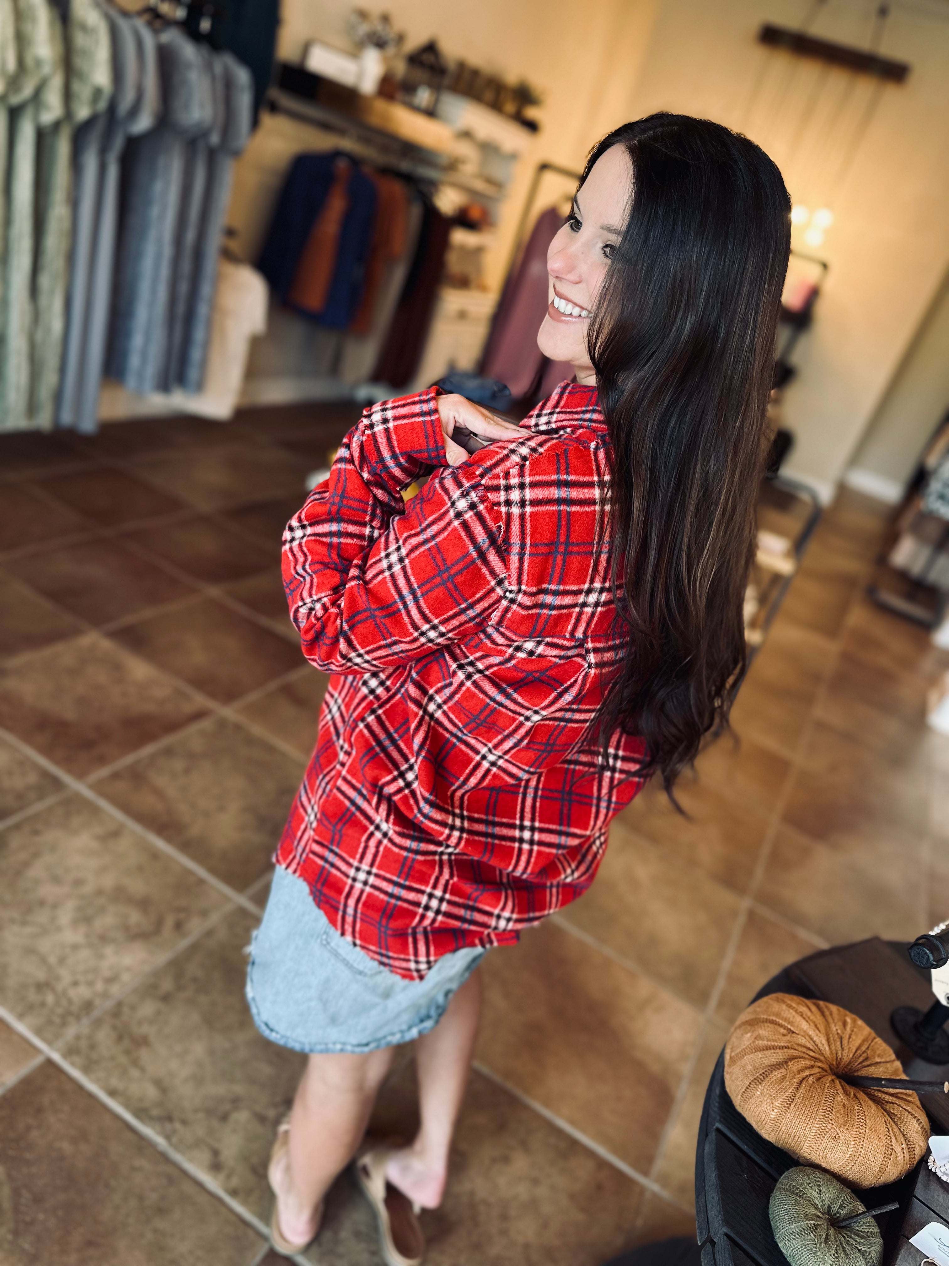 Fall Sweet Fall Red Plaid Shirt