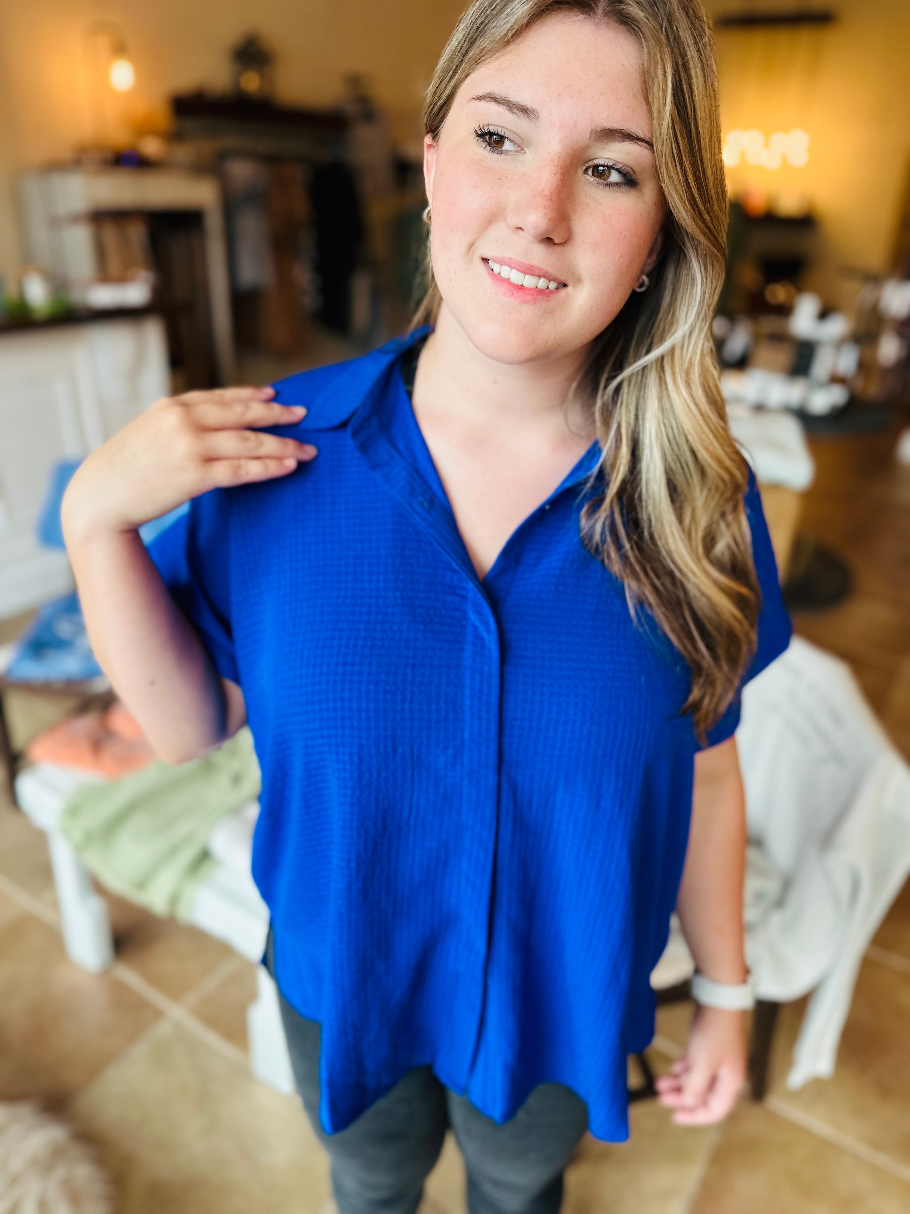 Head Over Heels Royal Blue Blouse