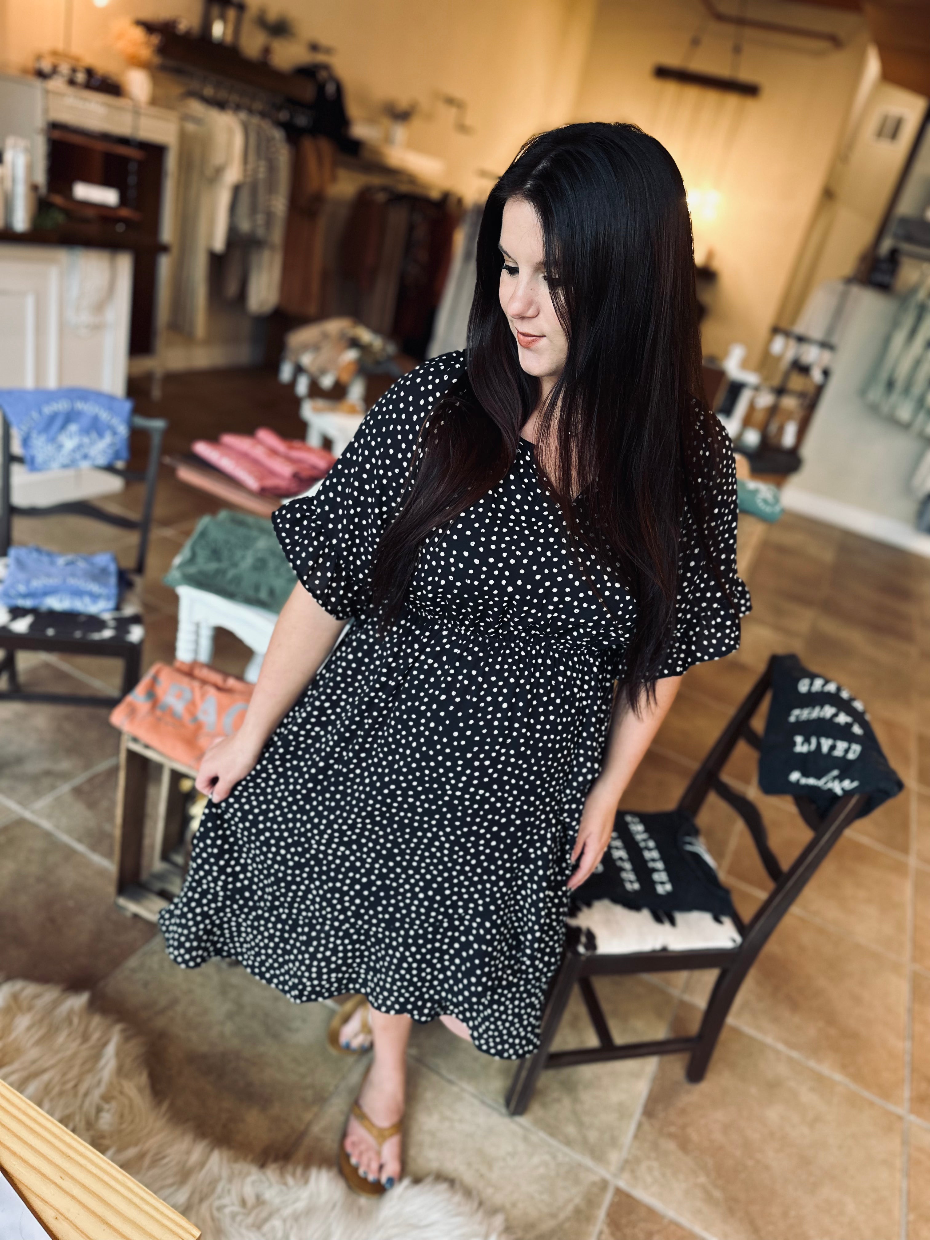 All Good Things Black Dot Dress