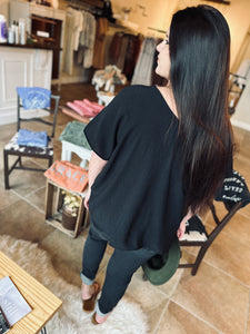 Dear To Me Black V-Neck Blouse