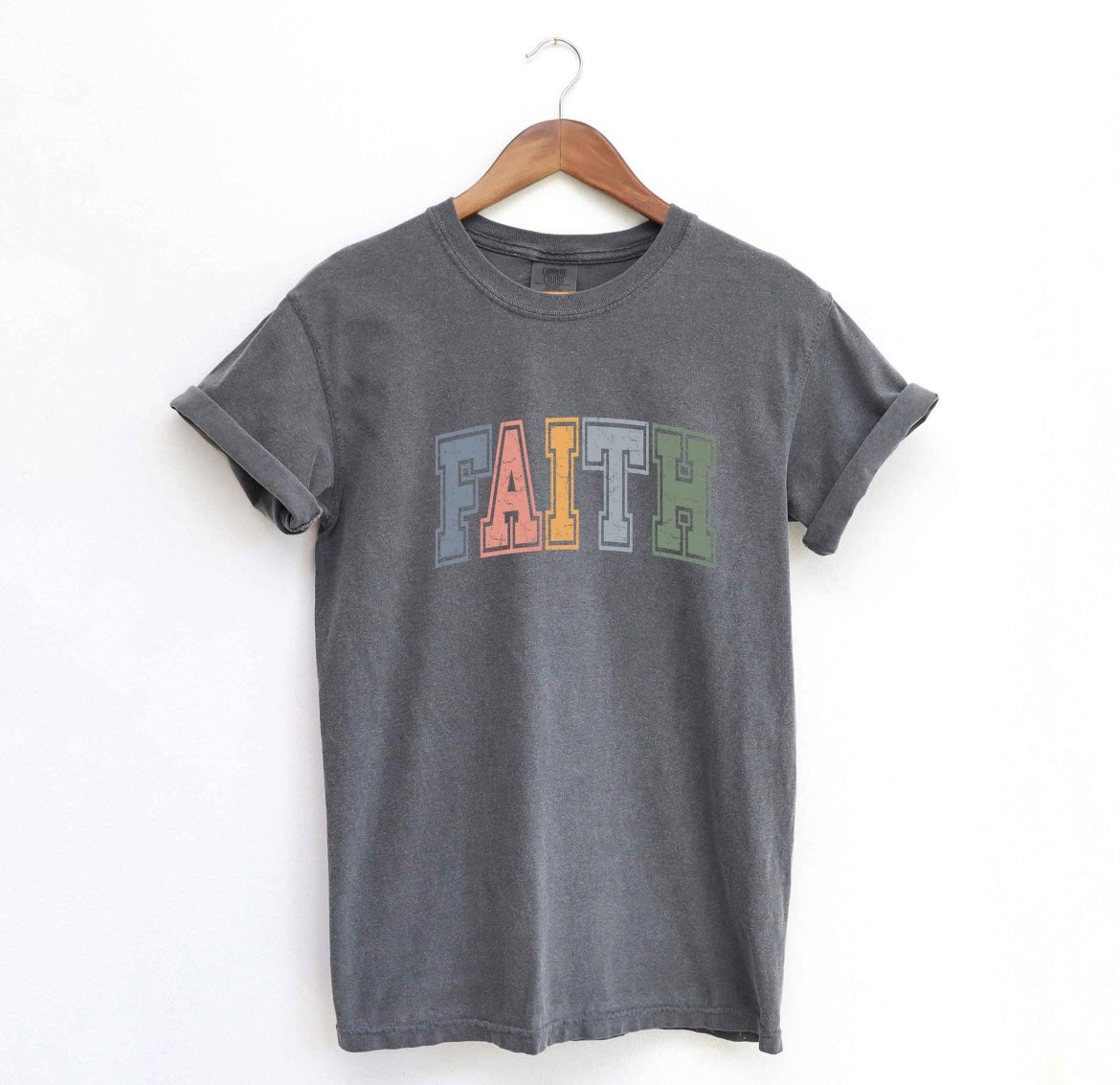 Faith Multi Color Charcoal Tee