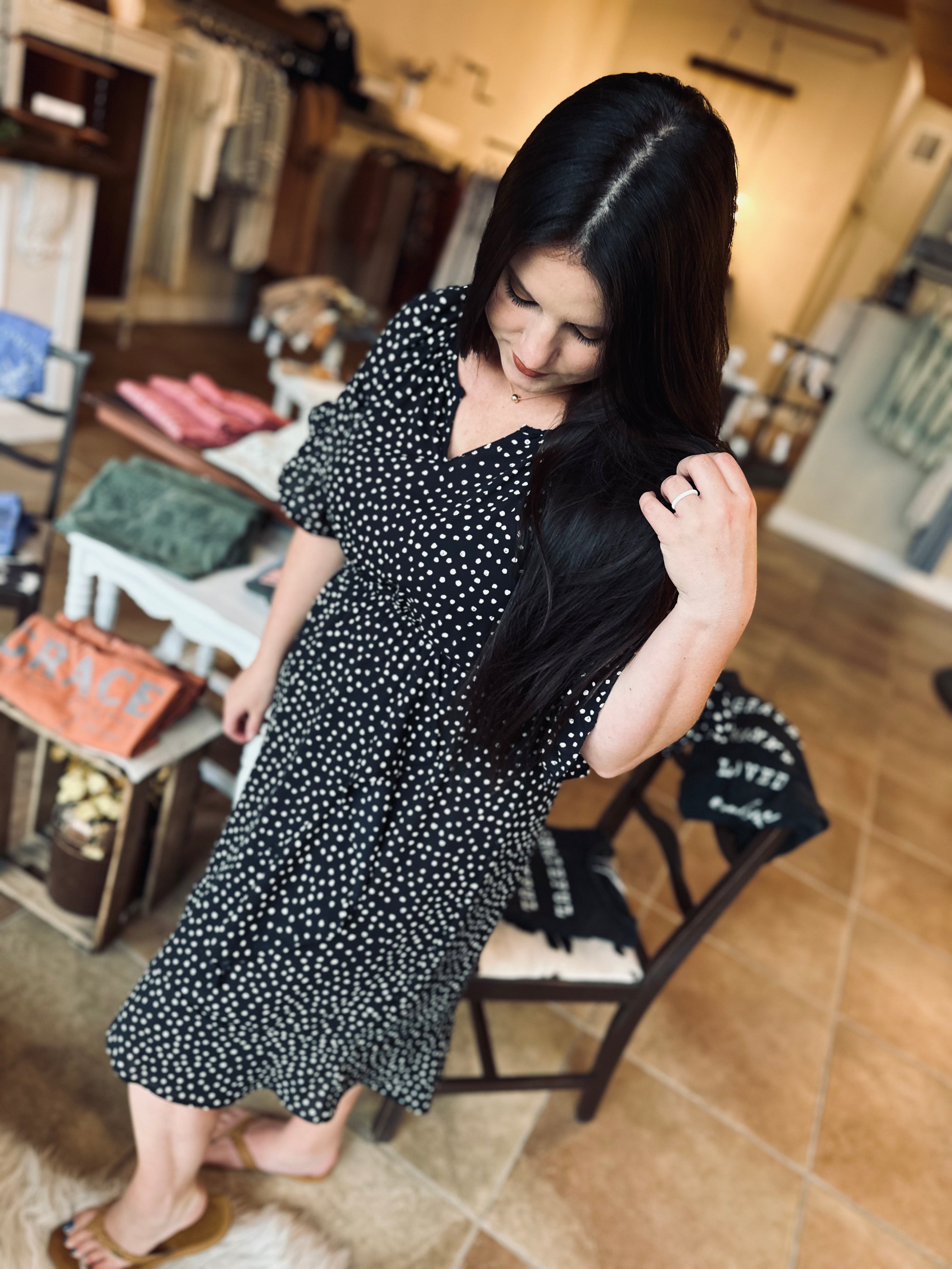 All Good Things Black Dot Dress