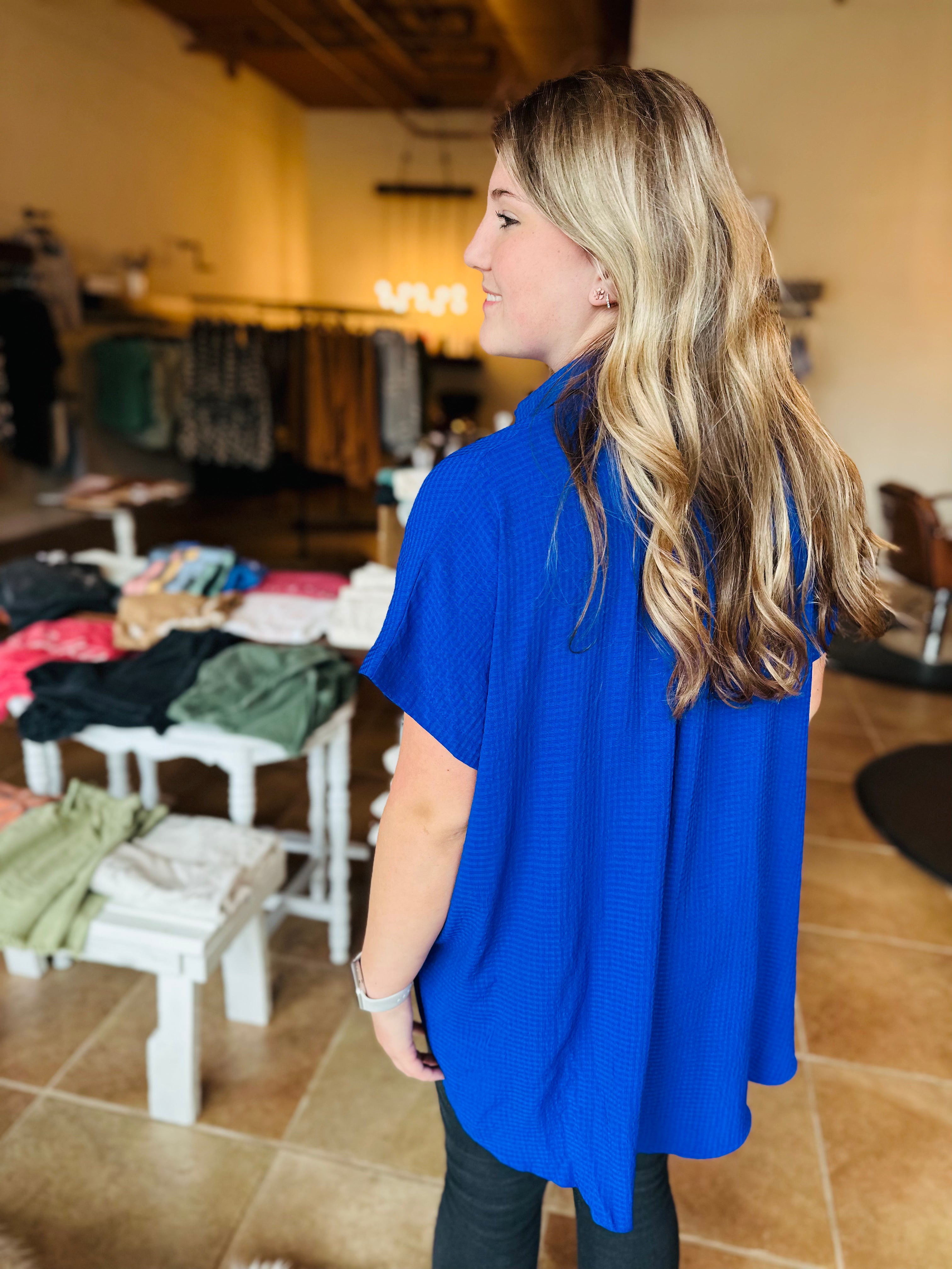 Head Over Heels Royal Blue Blouse