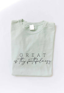 Great Is Thy Faithfulness Sage Washed Tee