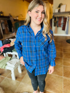 Shine Bright Royal Blue Plaid Shirt