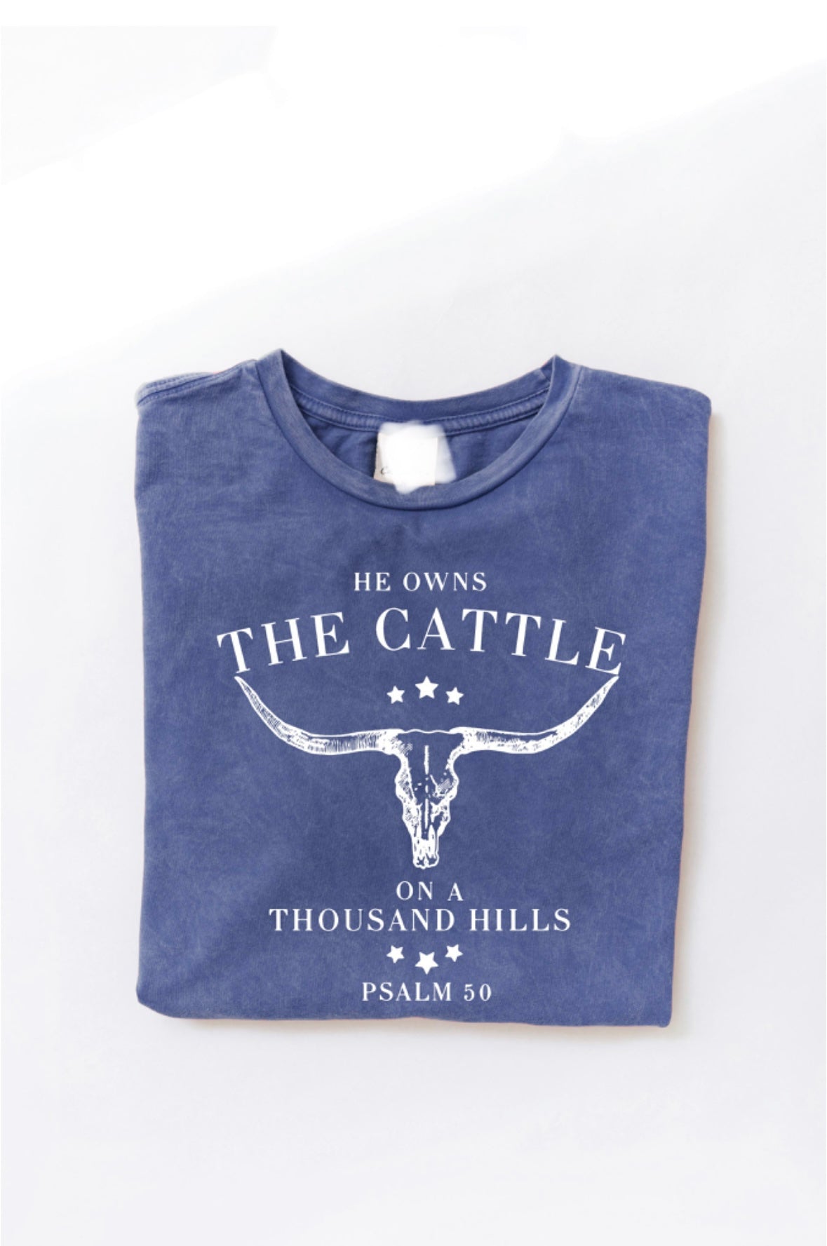 He Owns The Cattle Denim Washed Tee