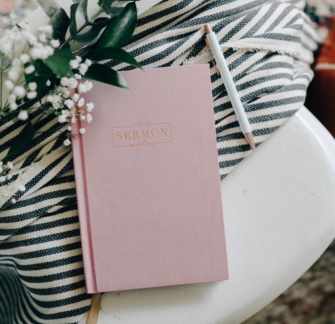 Sermon Notes Pink Linen Journal