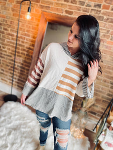 Something On Your Mind Cream Stripe Hoodie