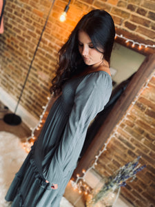 Heart Felt Slate Charcoal Midi Dress