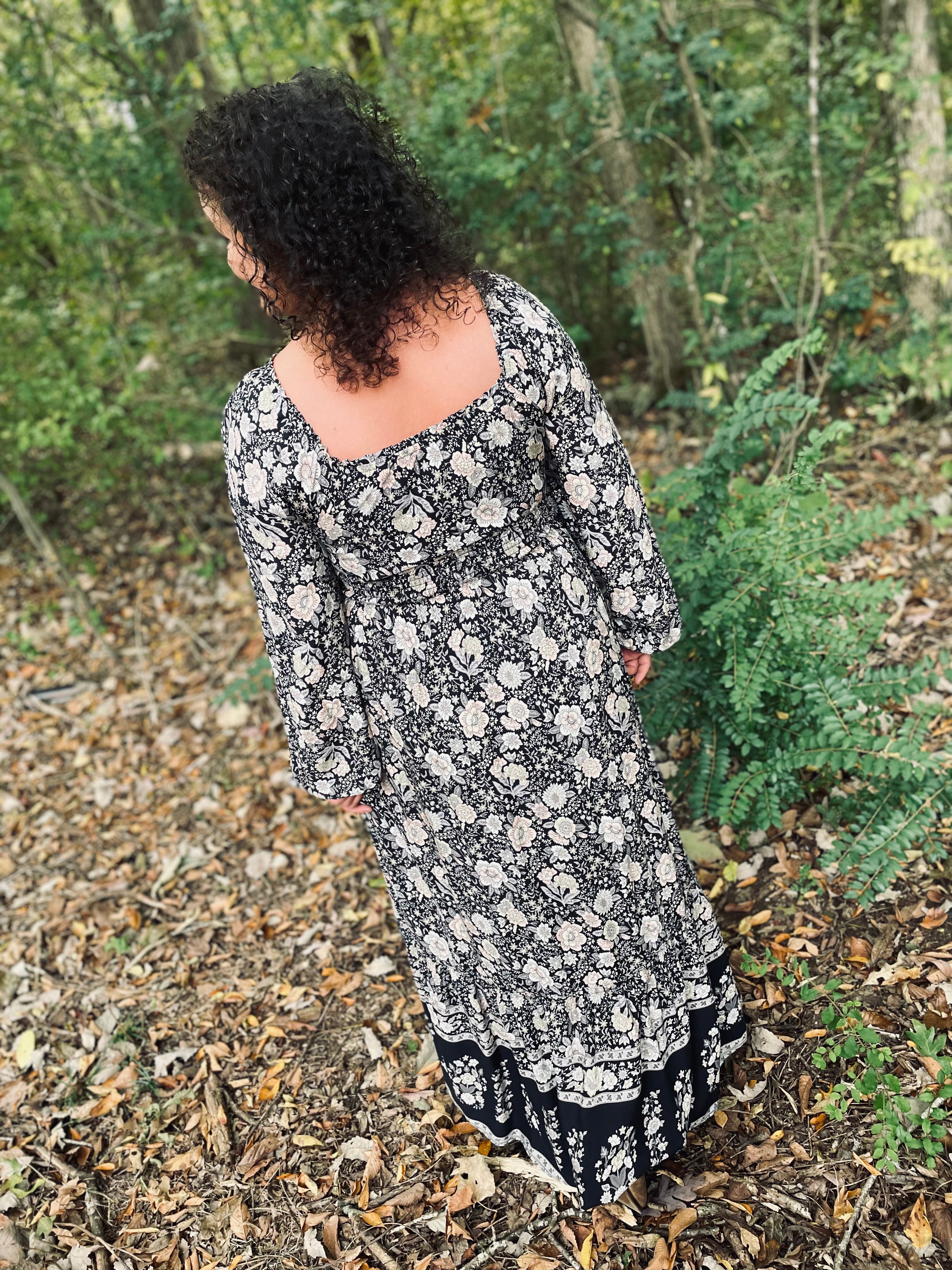 Living On Love Dusty Slate Print Midi Dress