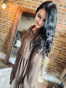 Cozy Evening Brown Button Dress FINAL SALE