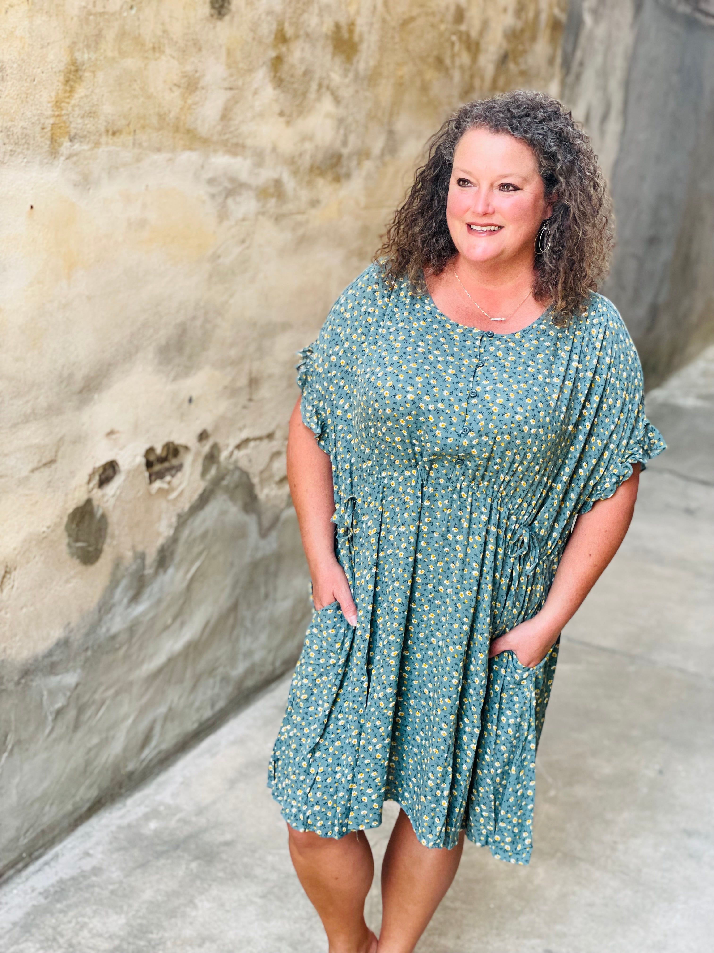 Joy In My Soul Dusty Sage Floral Print Dress