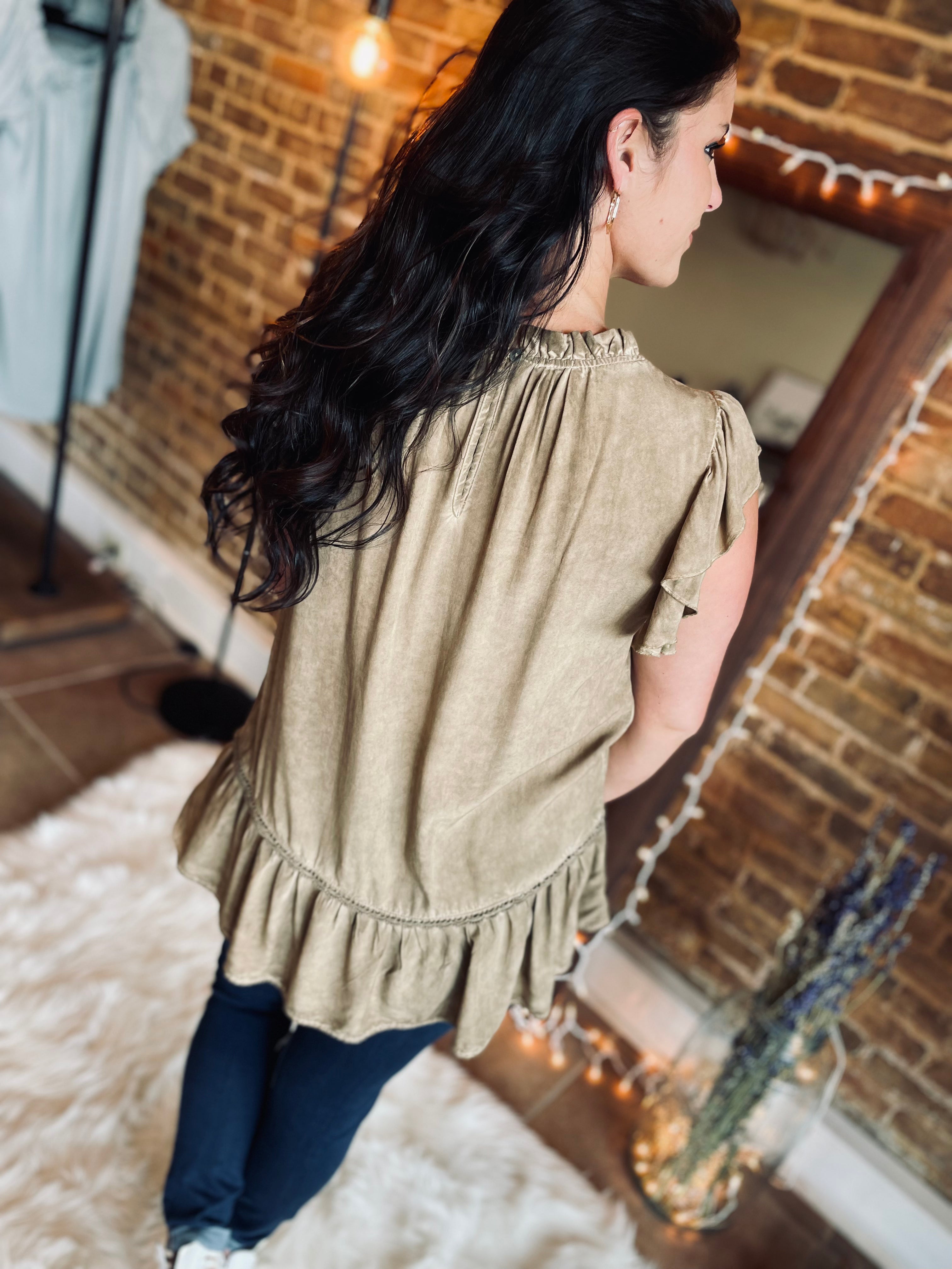 Bless Your Heart Taupe Washed Blouse