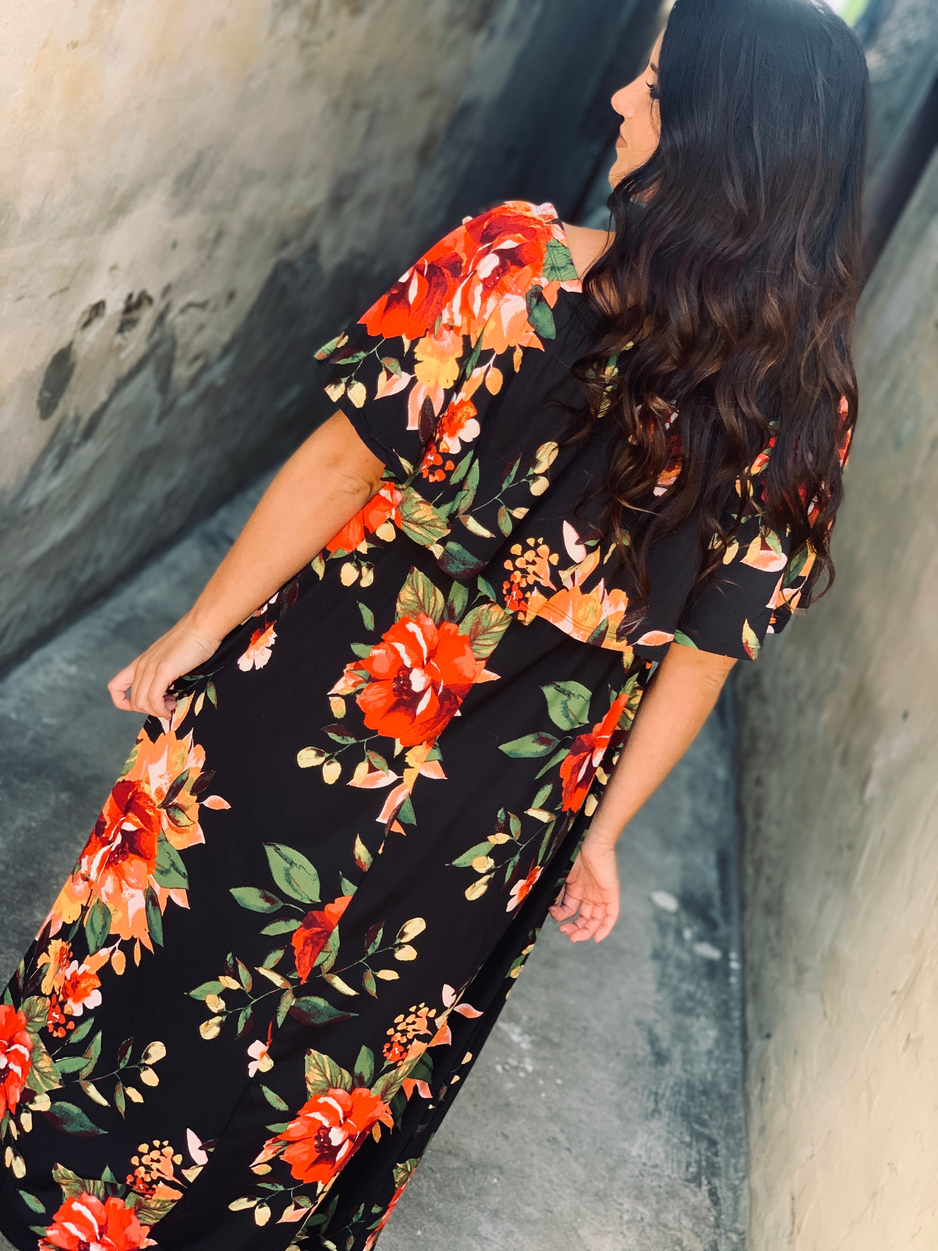 Summer Daydream Black Floral Maxi Dress