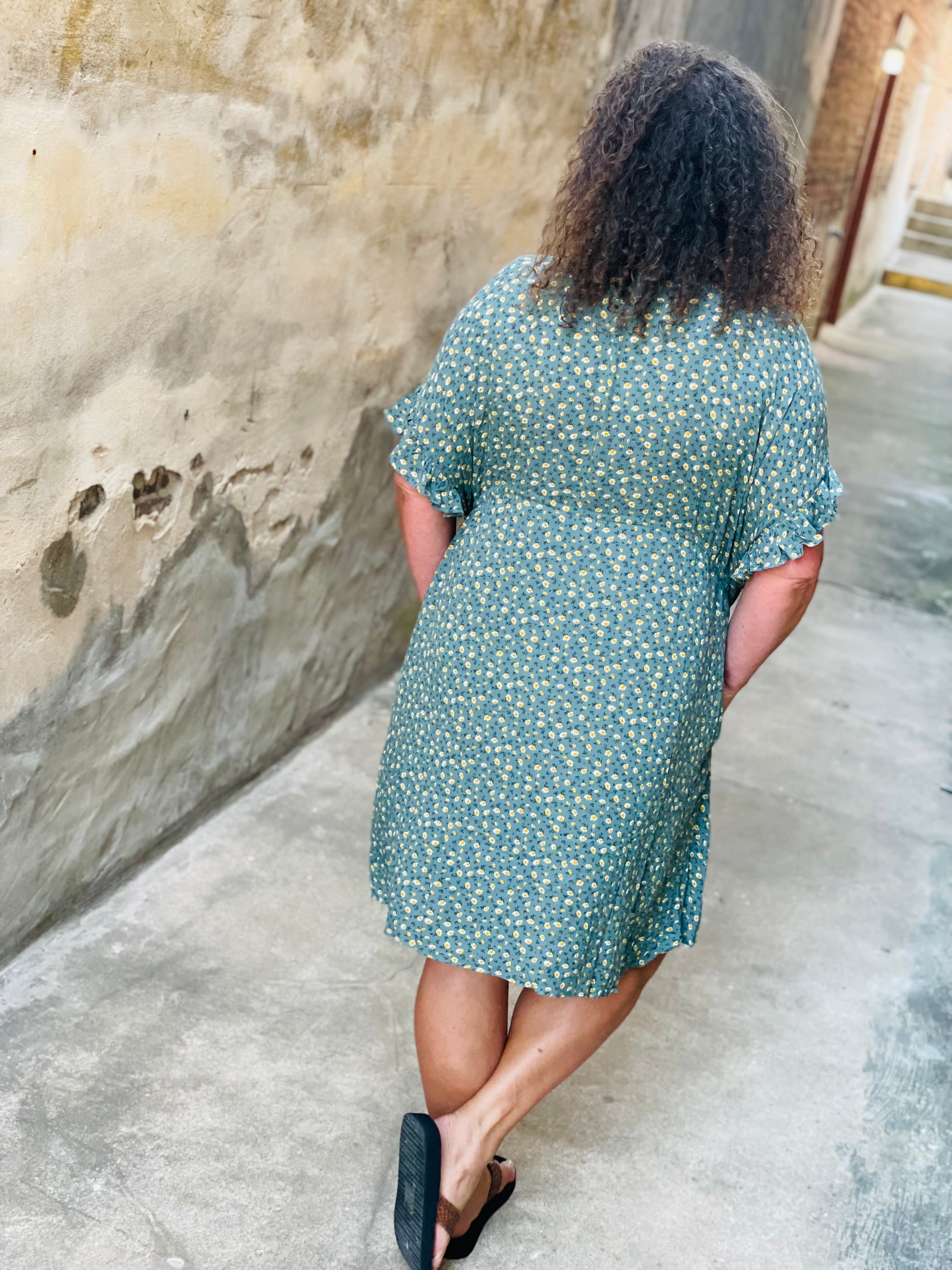 Joy In My Soul Dusty Sage Floral Print Dress