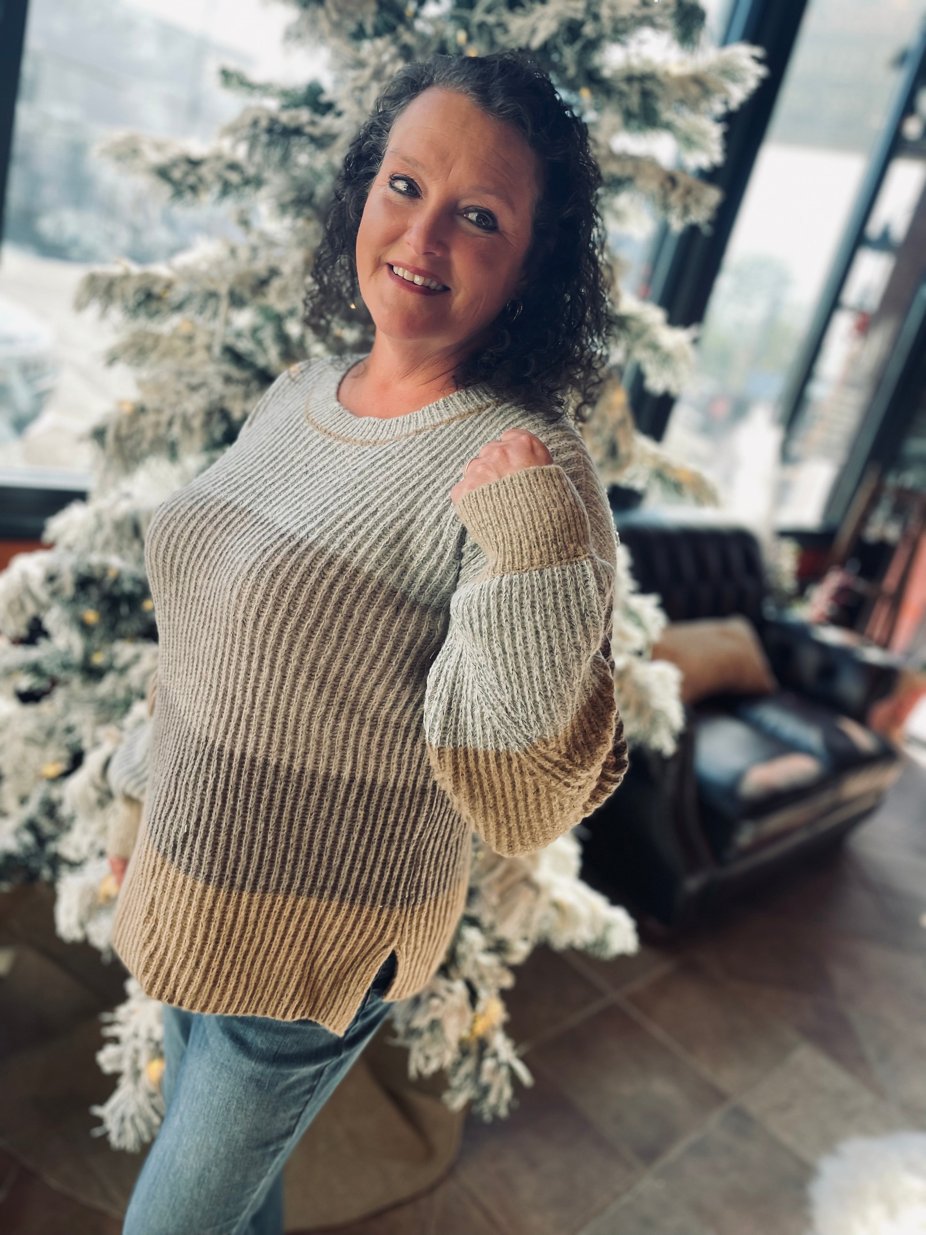 Lost For Words Silver/Taupe Sweater