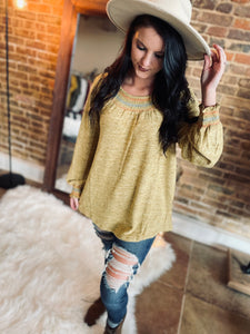 Believe For The Best Mustard Soft Blouse