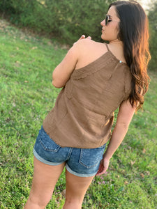 Follow The Beat Mocha Frayed Hem Cami