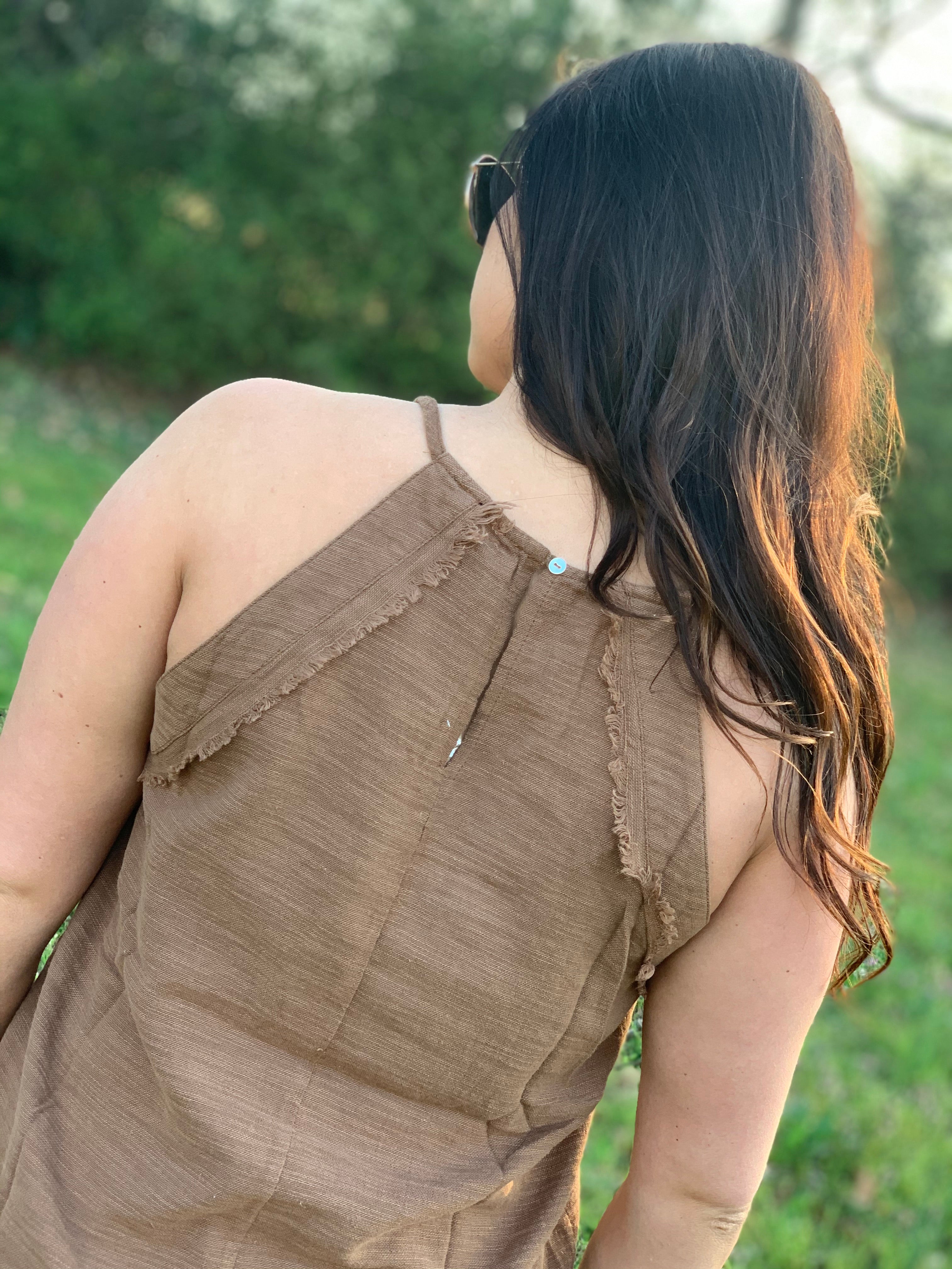 Follow The Beat Mocha Frayed Hem Cami