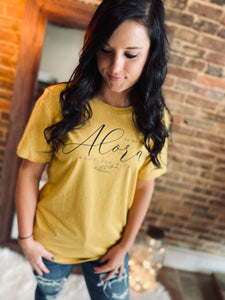 “Alora Boutique” Heather Mustard Logo Tee FINAL SALE