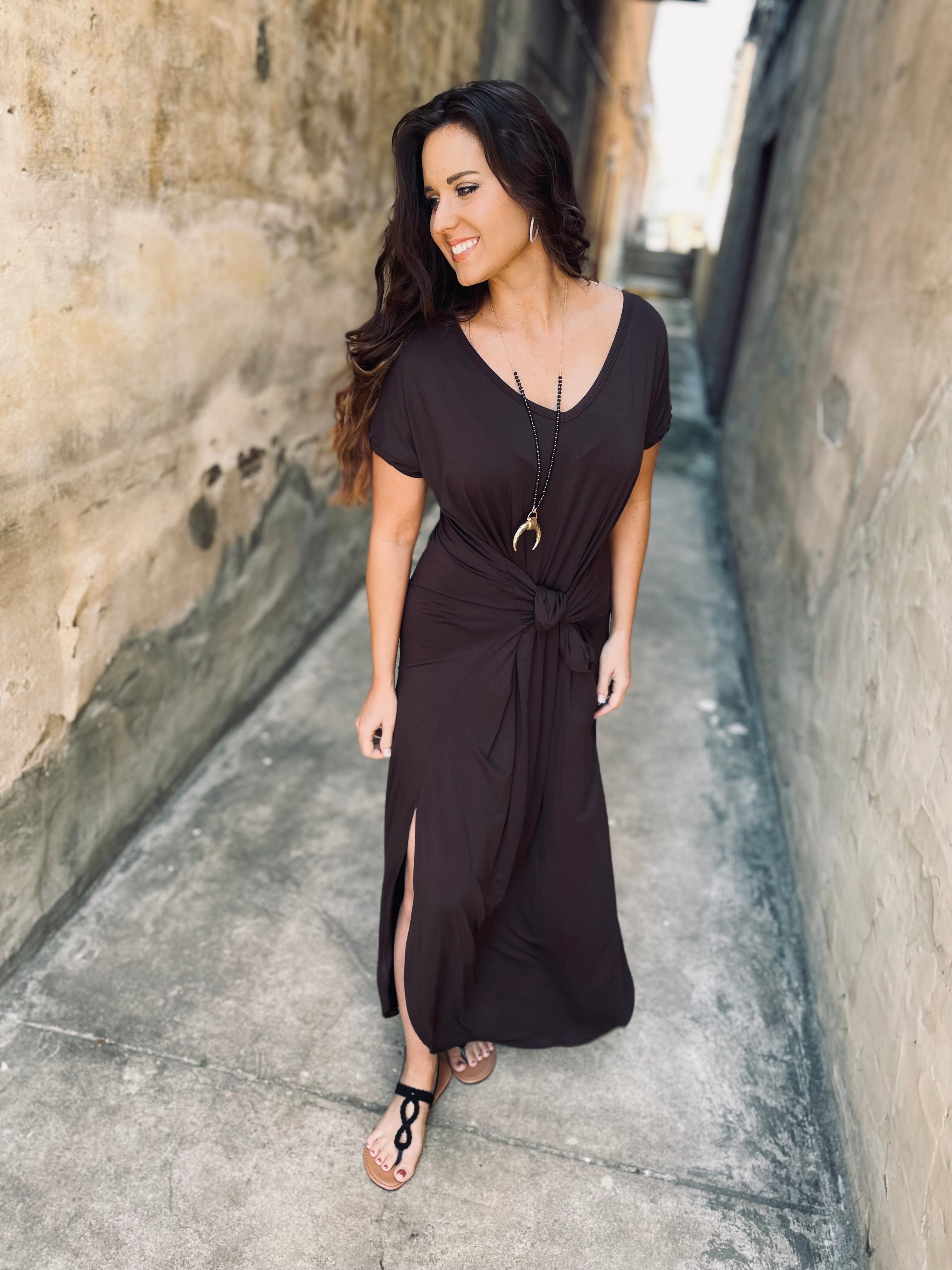 Best Views Dark Brown Maxi Dress