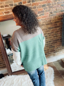 Sincere Letters Sage Colorblock Sweater