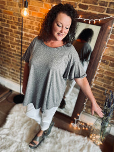 Be Joyful Ash Grey Curvy Blouse