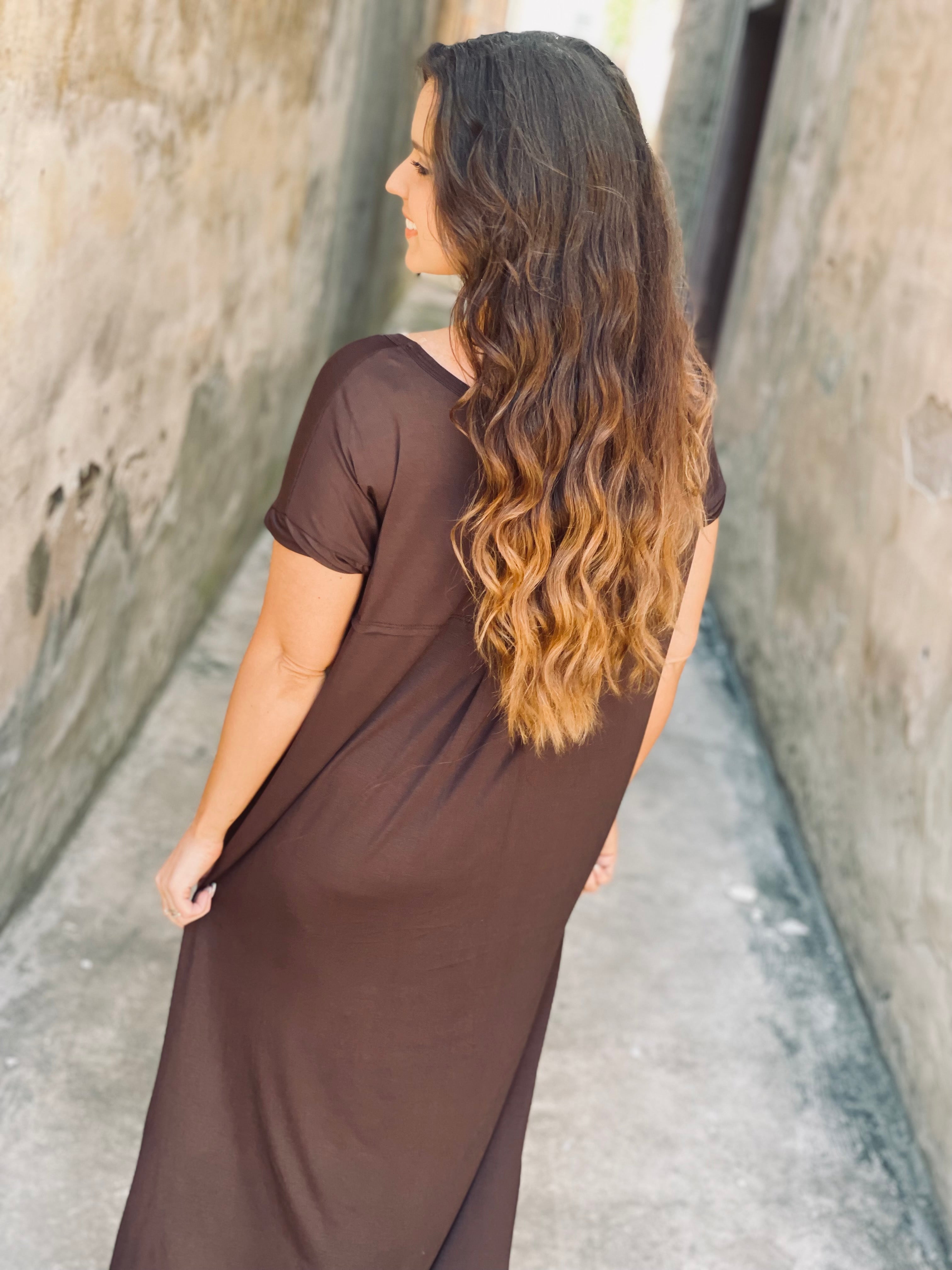 Best Views Dark Brown Maxi Dress