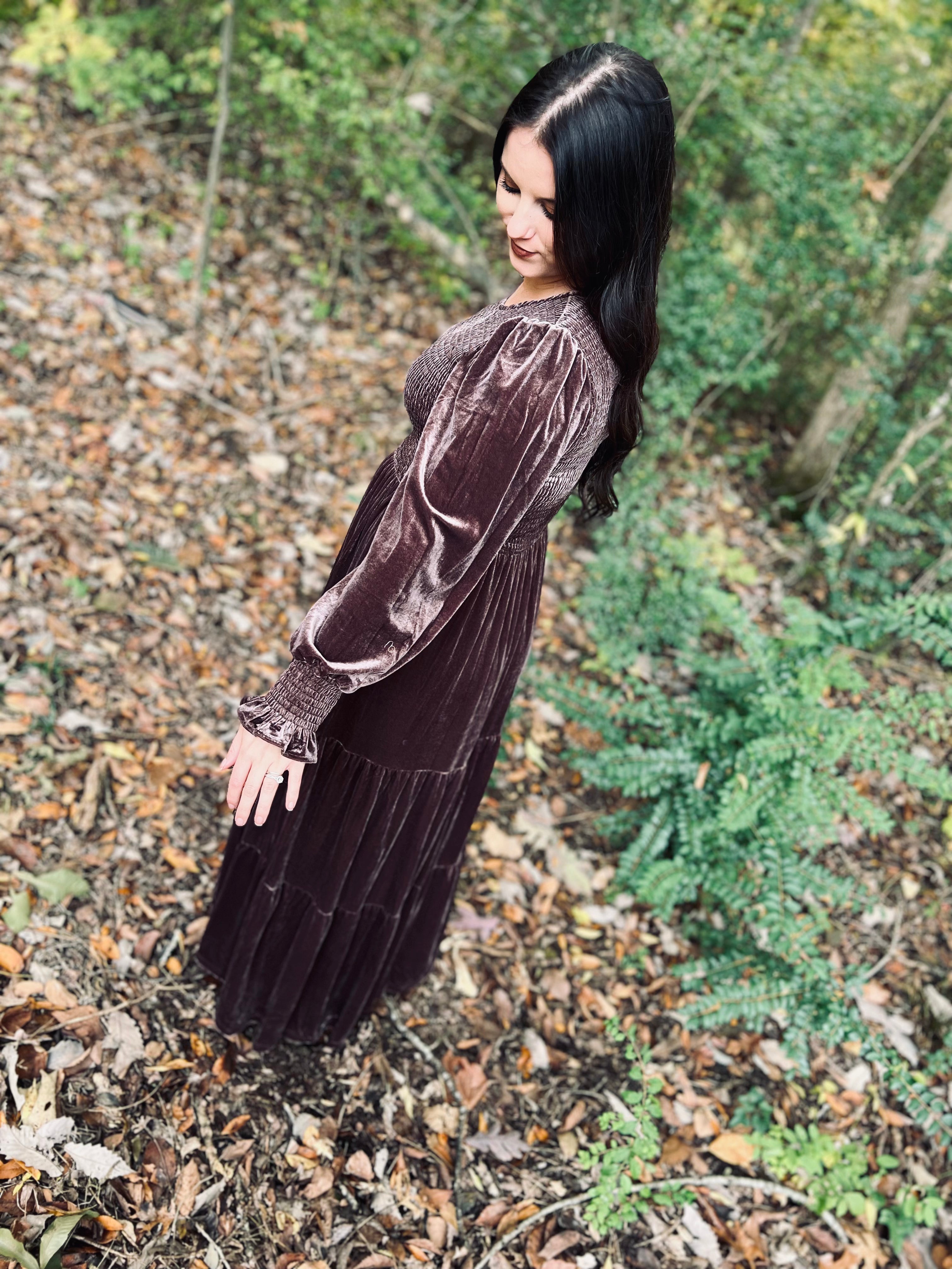 A Point In Time Truffle Velvet Dress