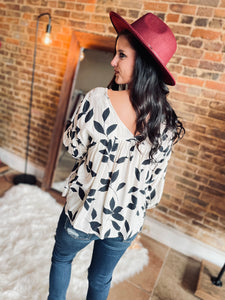 Lets Talk Love Cream/Black Floral Blouse