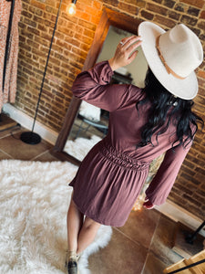 All About You Red Brown Long Sleeve Dress FINAL SALE