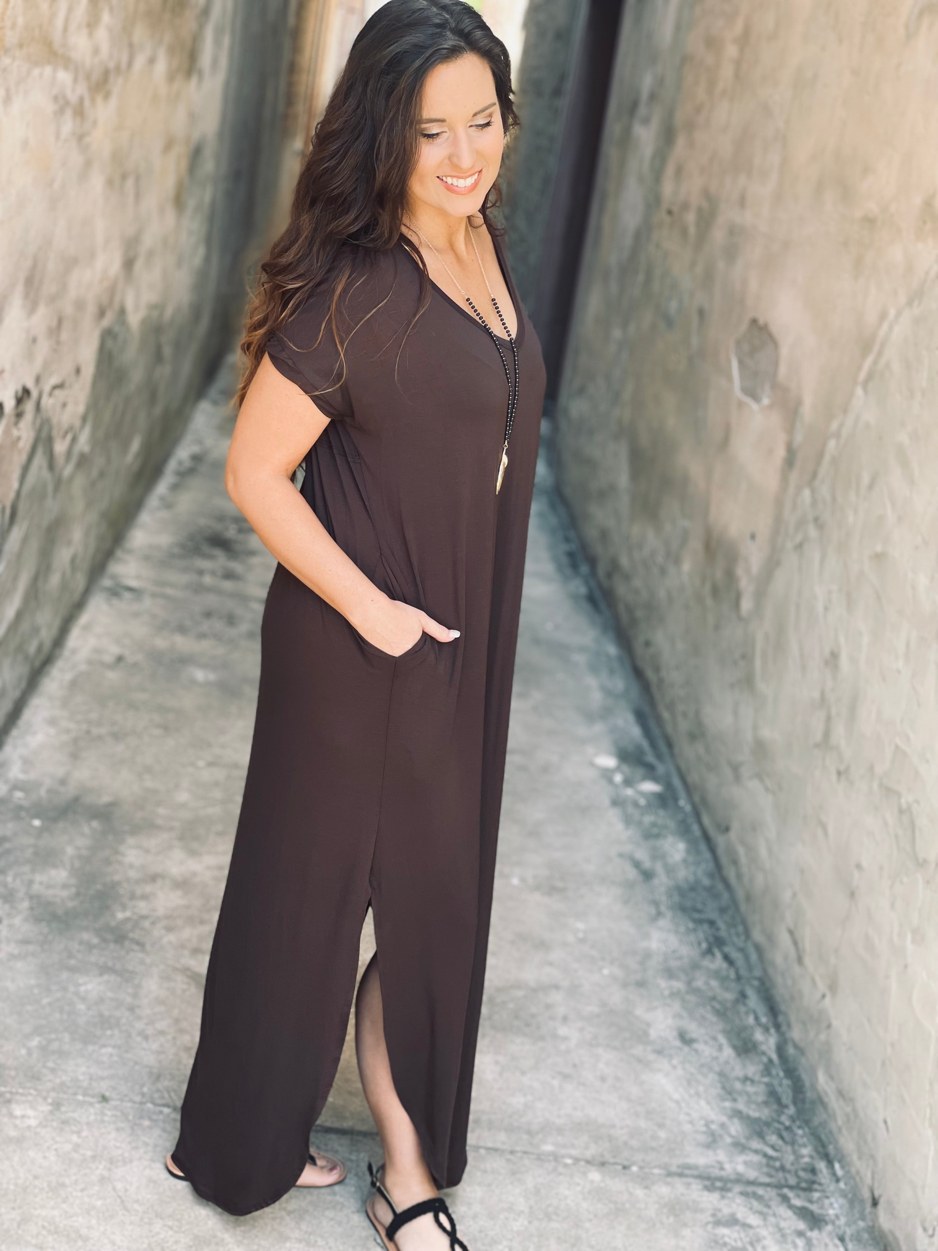 Best Views Dark Brown Maxi Dress