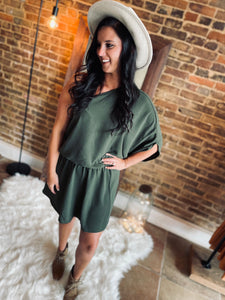 Fall Leaves Olive One Shoulder Short Dress