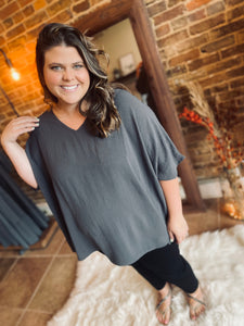 Swept Me Off My Feet Charcoal Blouse