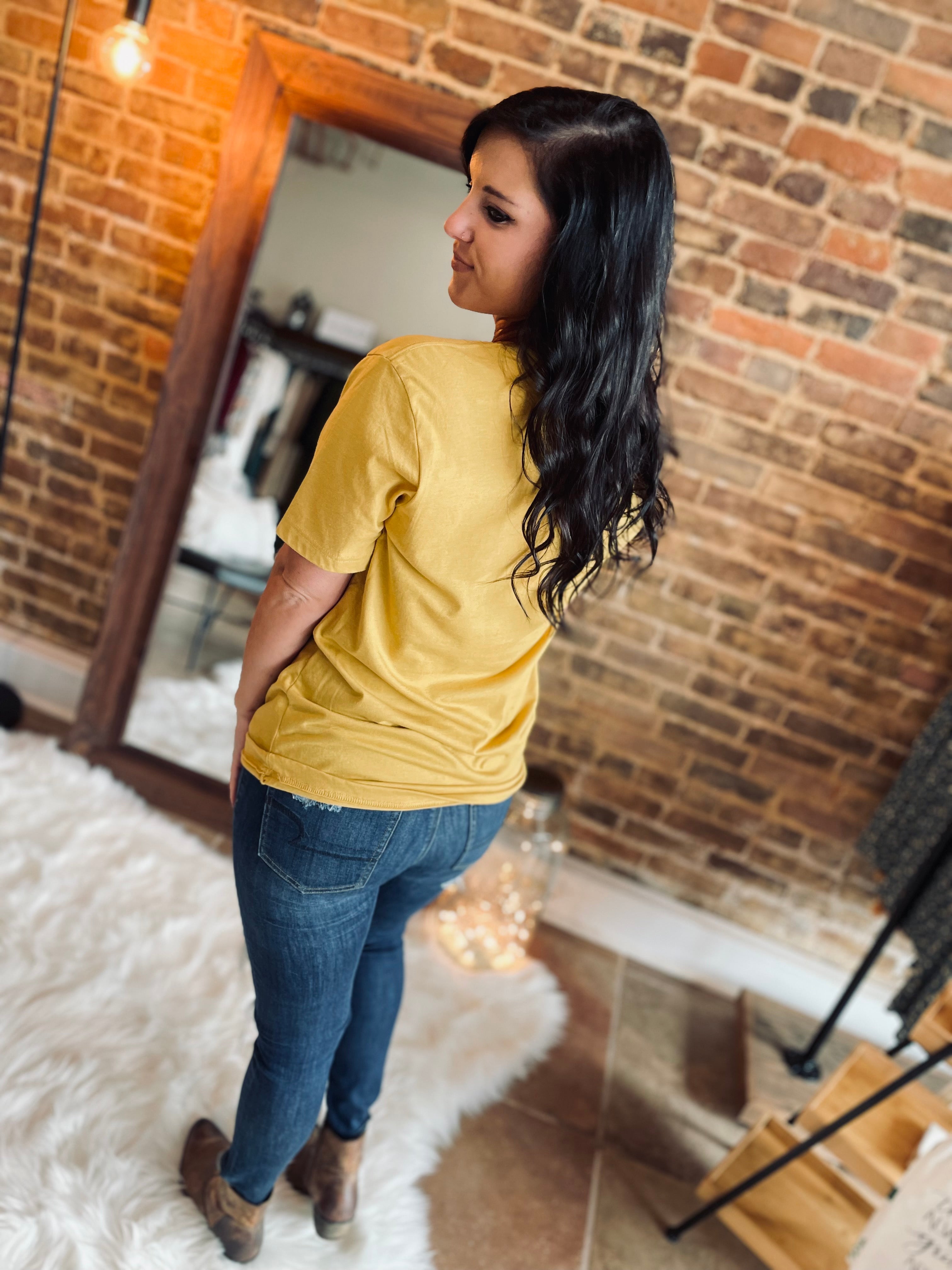 “Alora Boutique” Heather Mustard Logo Tee FINAL SALE