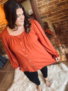 Stole My Heart Rust Long Sleeve Top