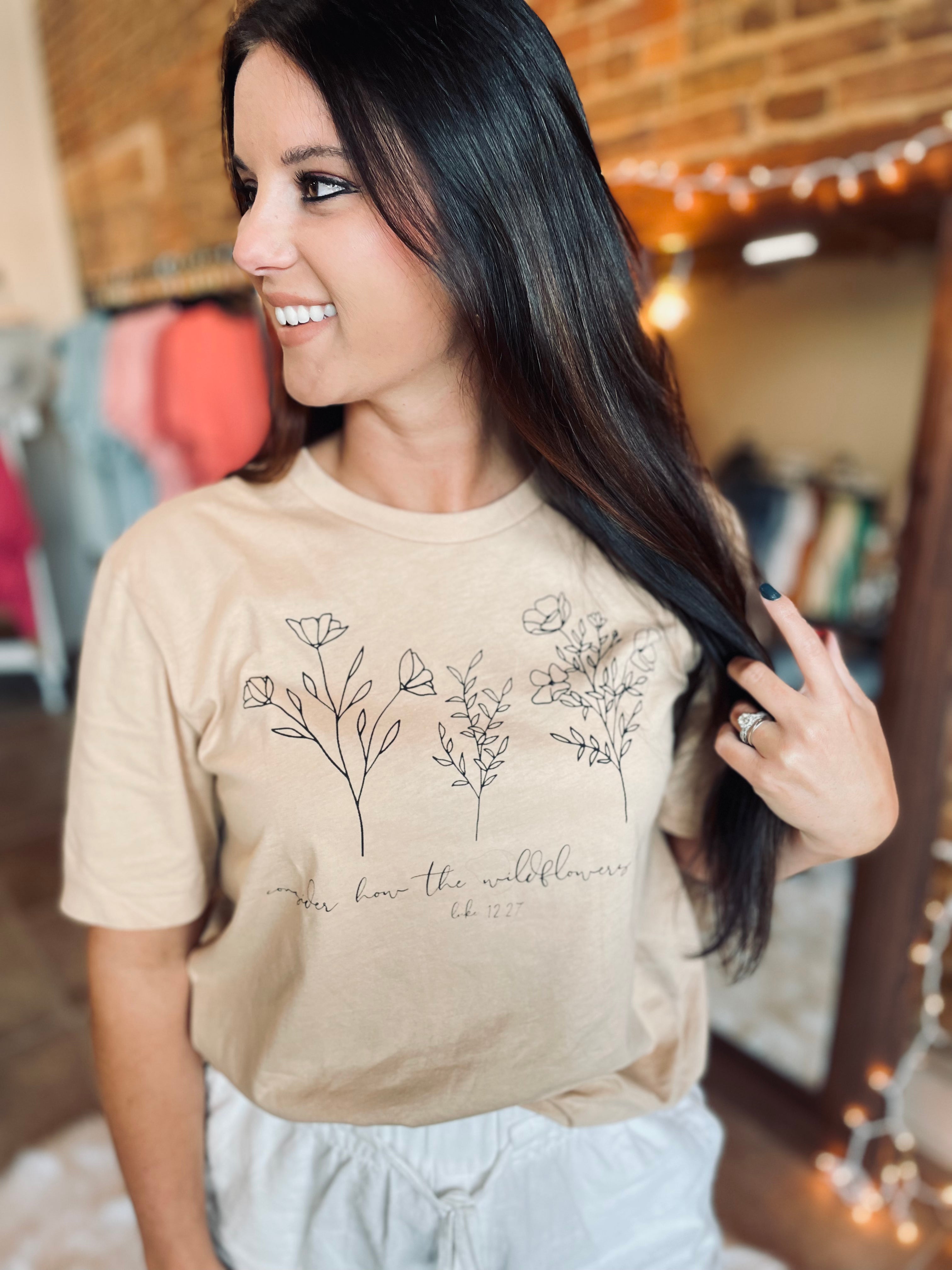 Consider How Wildflowers Grow Tan Tee