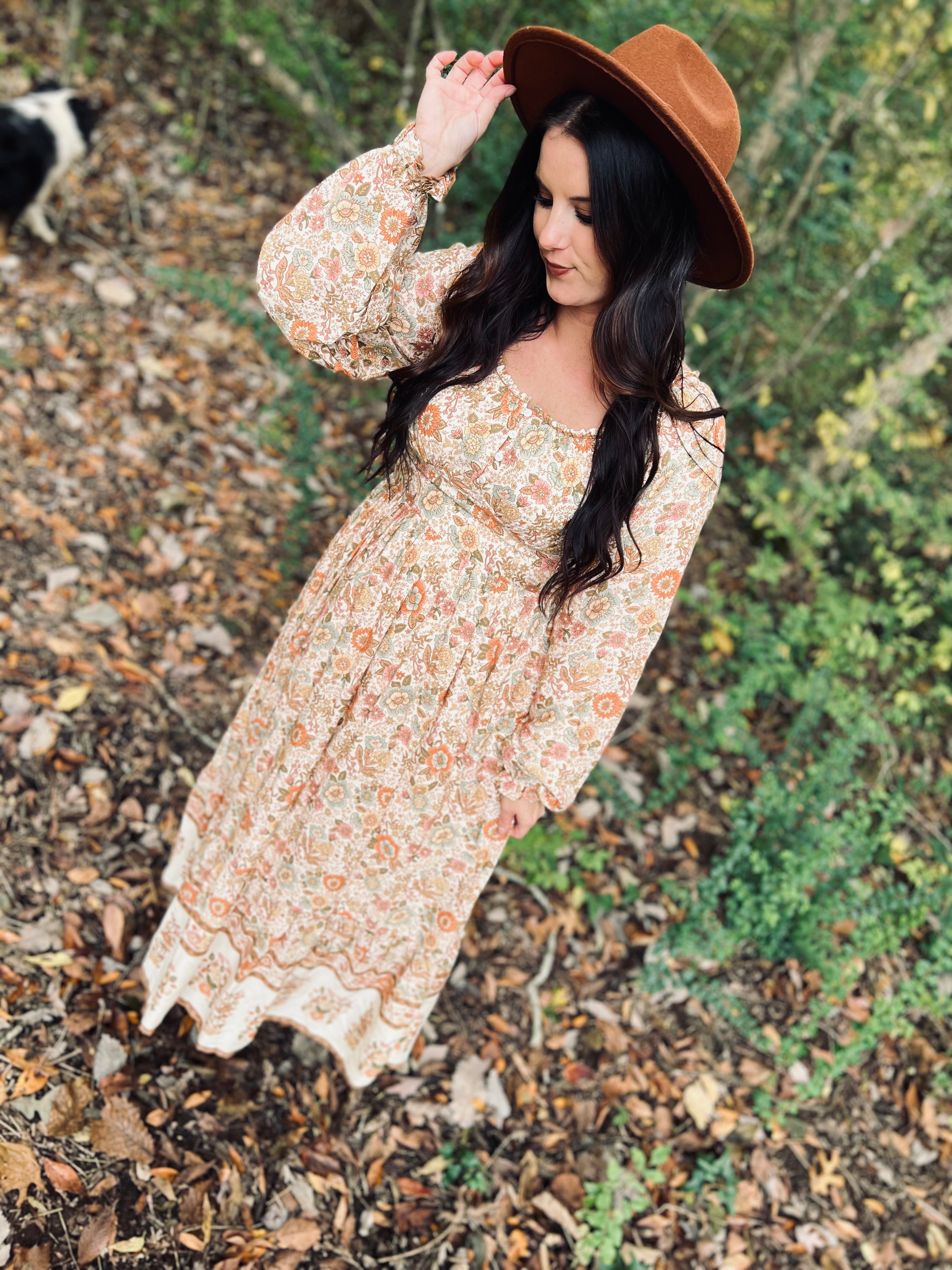 Living On Love Vintage Cream Print Midi Dress