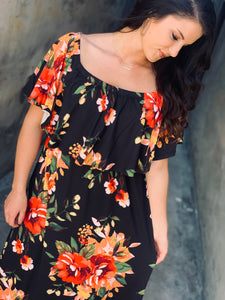 Summer Daydream Black Floral Maxi Dress