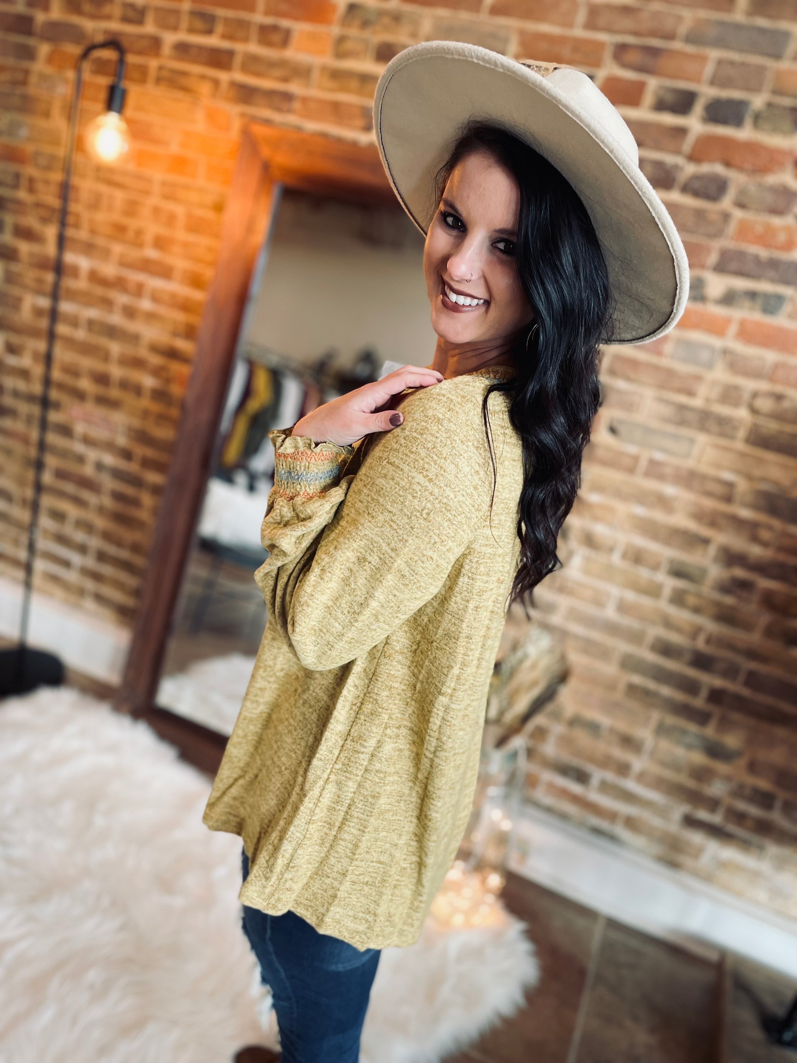 Believe For The Best Mustard Soft Blouse