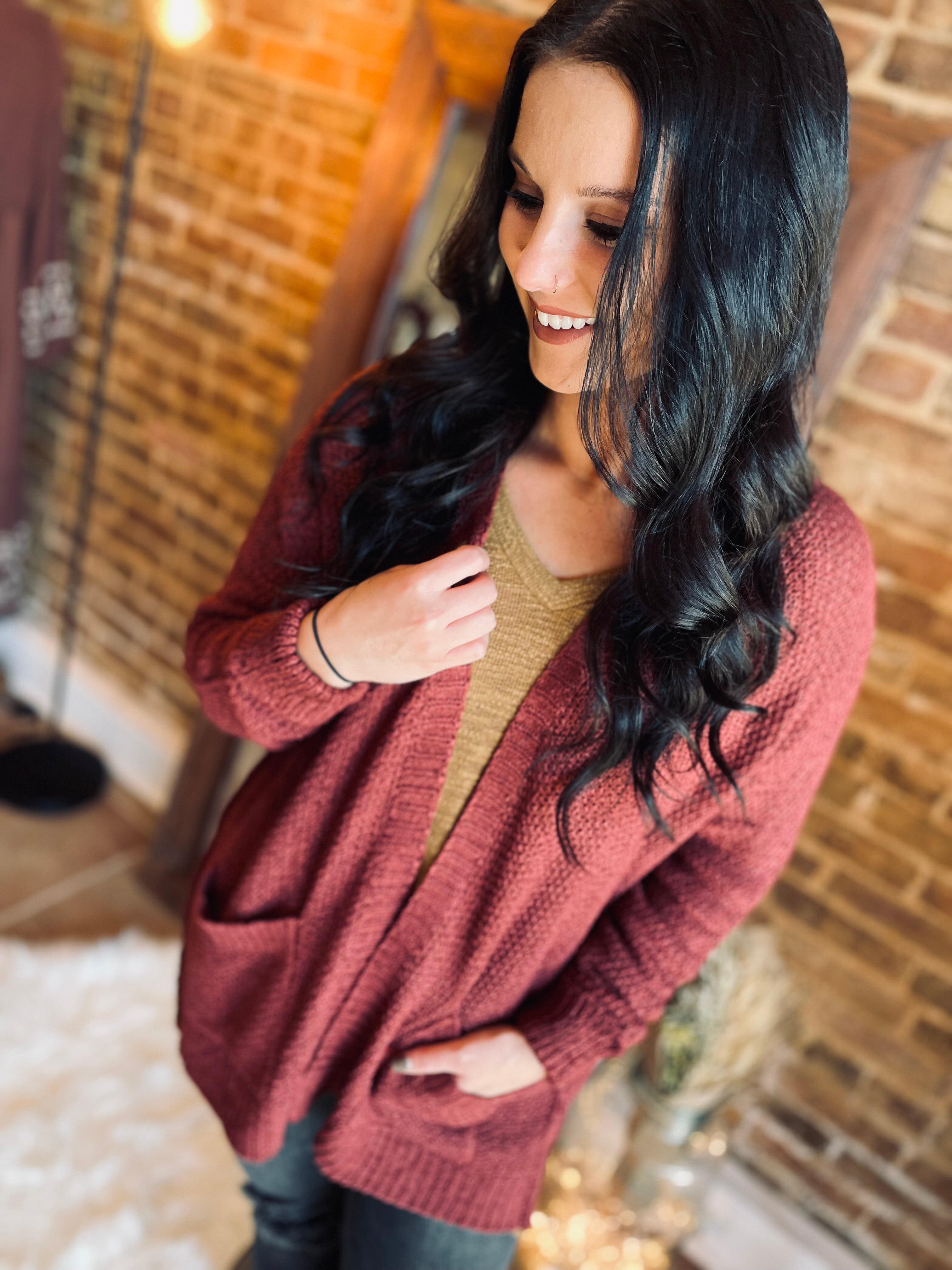 Hold Me Forever Wine Knit Cardigan