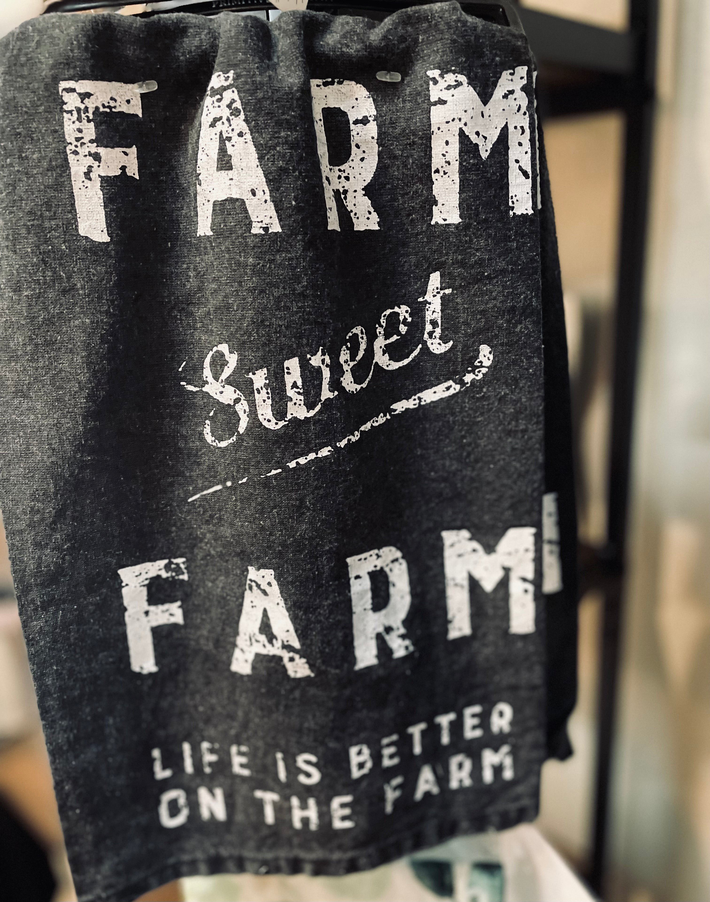 Farm Sweet Farm Charcoal Dish Towel