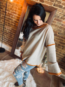 Seasons Change Taupe with Rust Sweater FINAL SALE