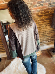 Fall Days Brown Colorblock Blouse