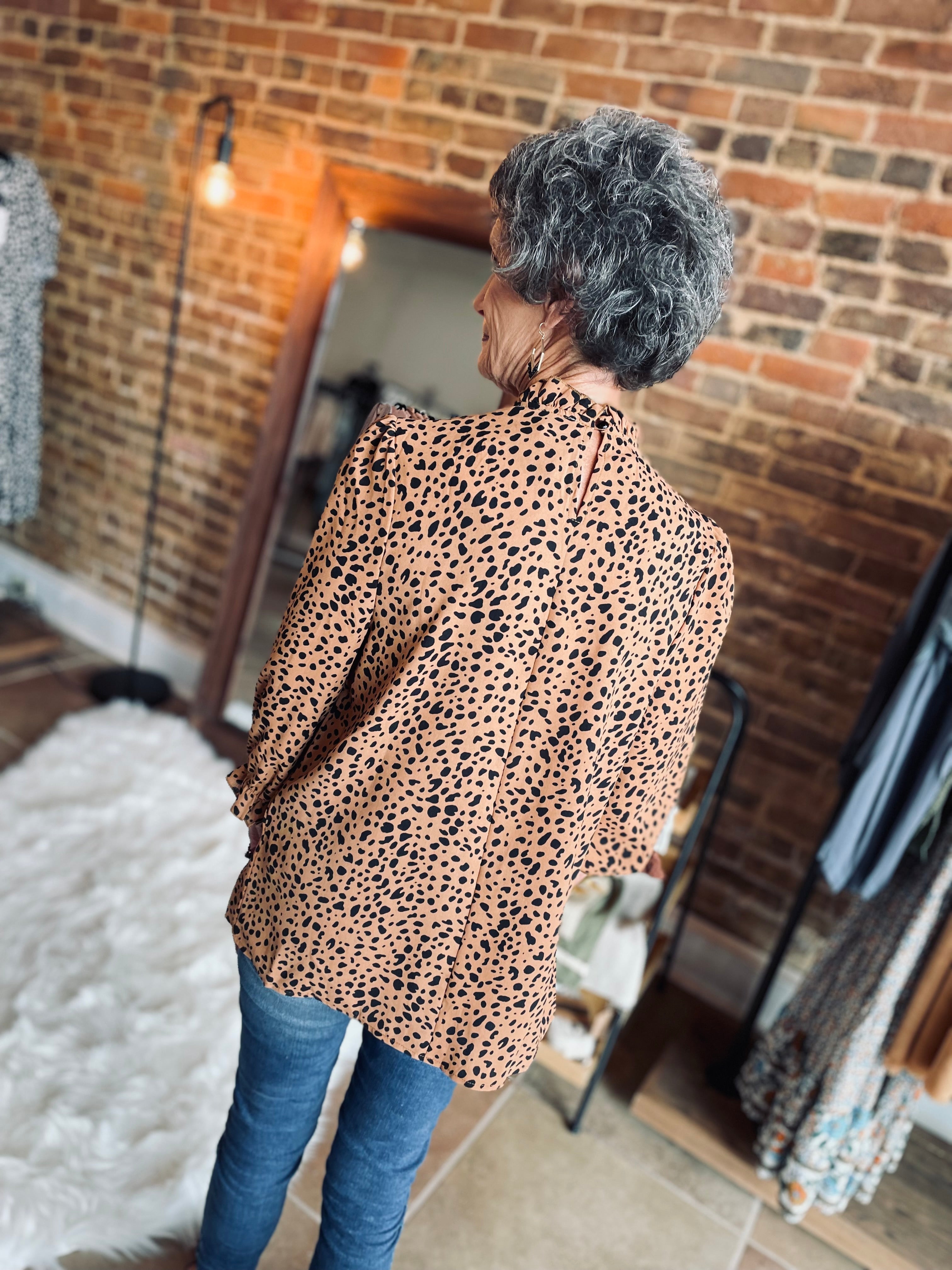 Evening Time Camel Dot Blouse