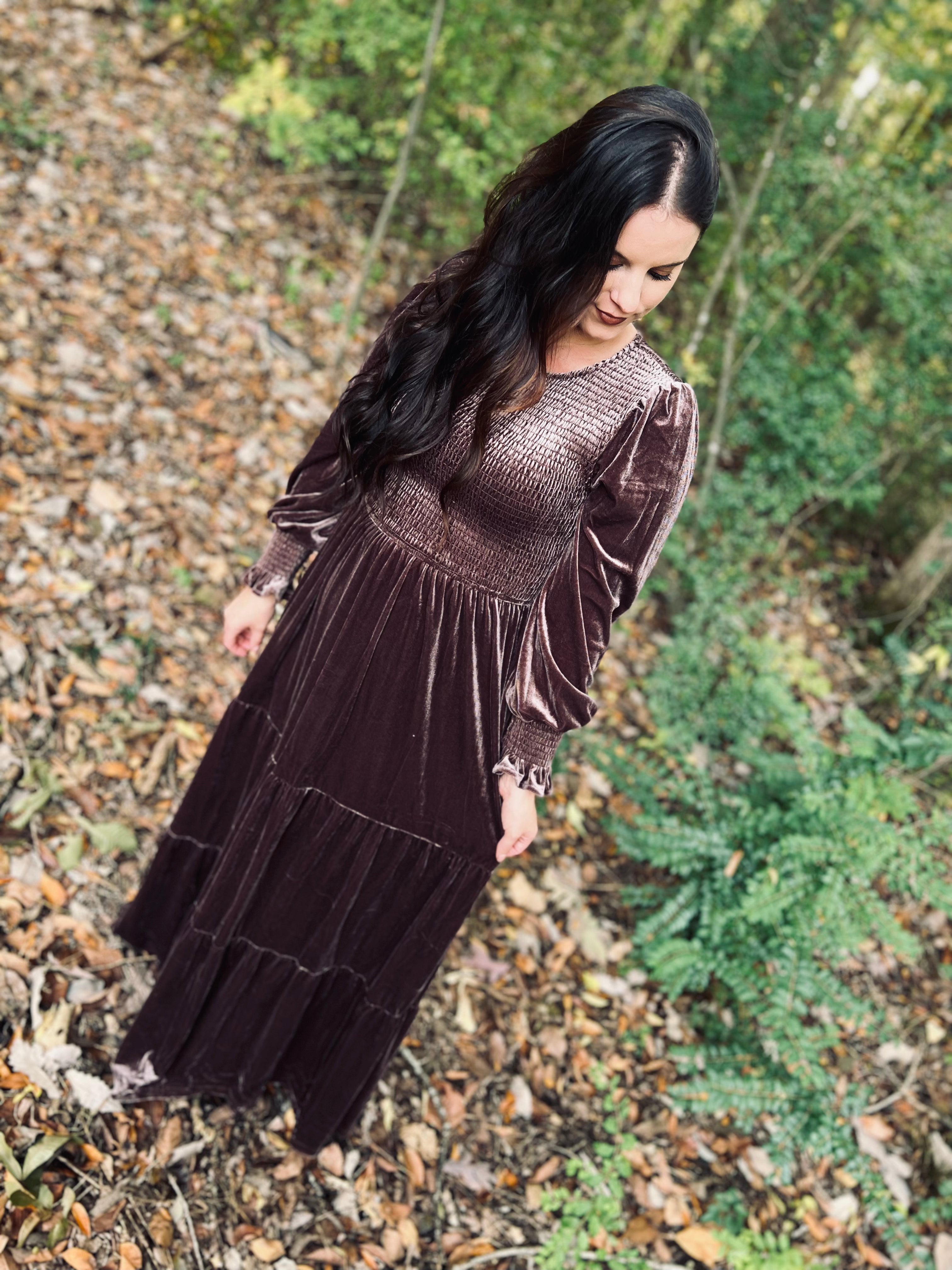 A Point In Time Truffle Velvet Dress