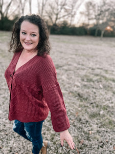 Cozy Up Burgundy Button Cardigan